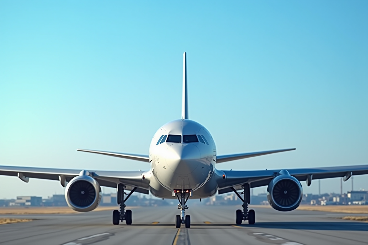 Avion commercial moderne sur la piste à l'aéroport