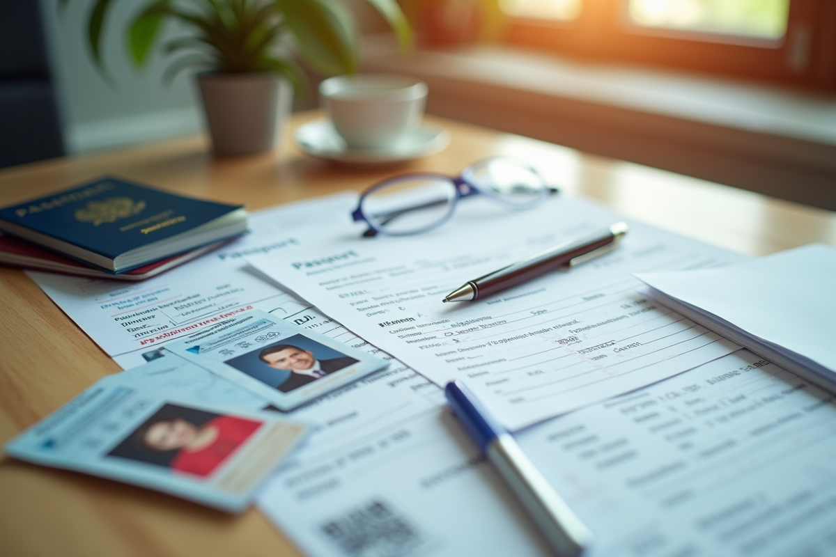 Bureau bien organisé avec passeports et documents de voyage