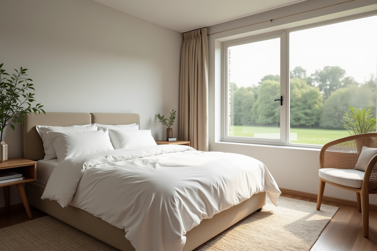 Chambre spacieuse et moderne avec lit king size lumineuse