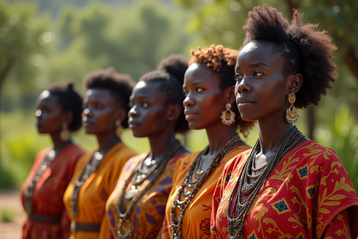 Groupe de personnes en tenues traditionnelles africaines