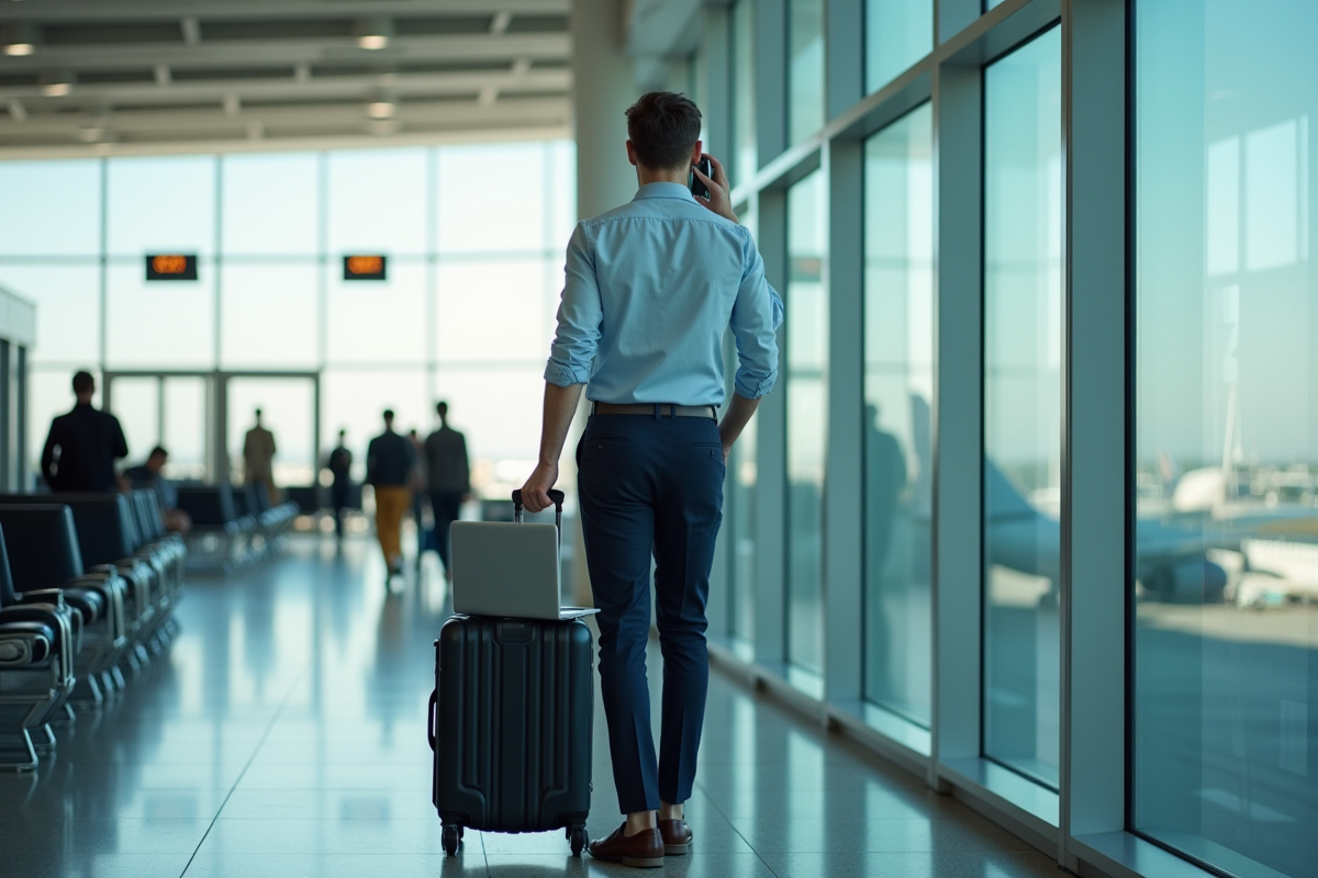 Jeune homme au terminal d