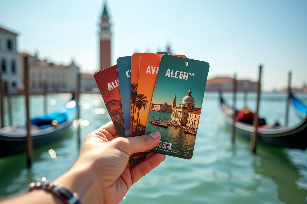 Main tenant des passes de Venise avec basilique Saint Marc