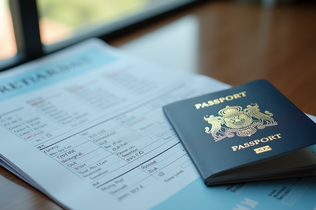Passeport ouvert avec visa expiré et calendrier de renouvellement