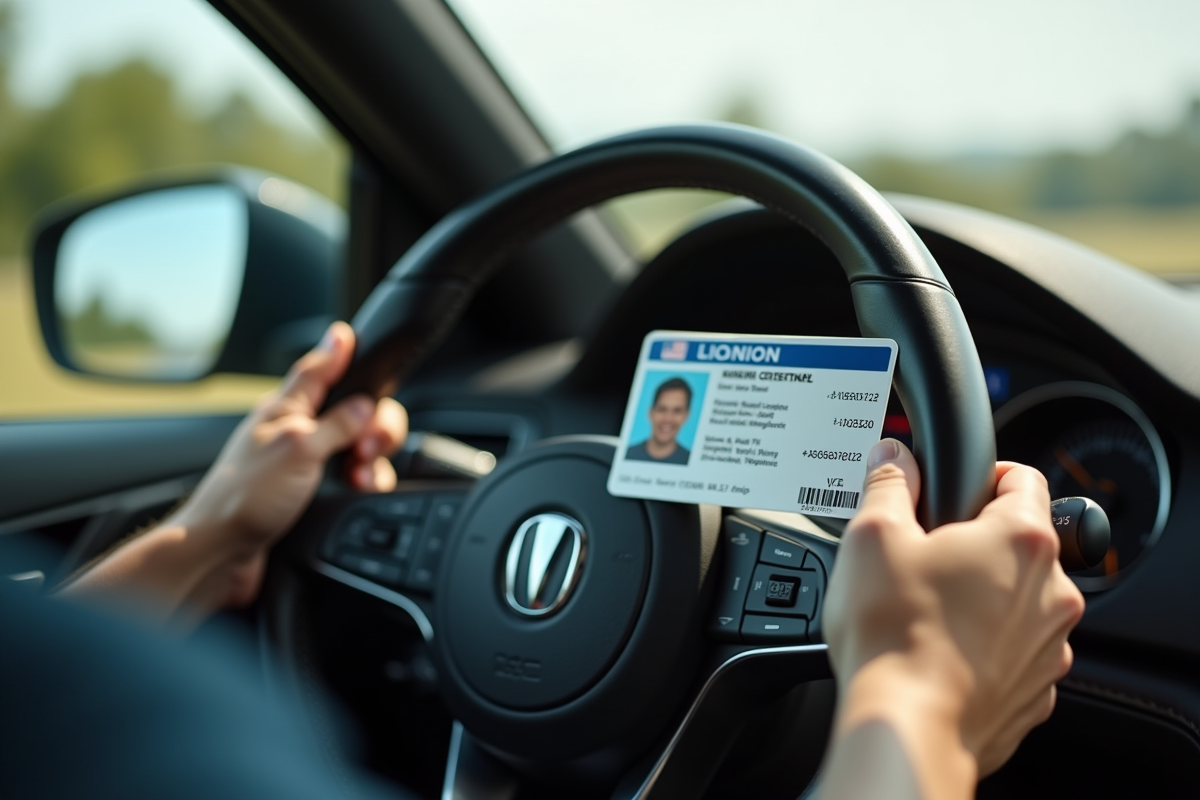Mains tenant un permis de conduire près d